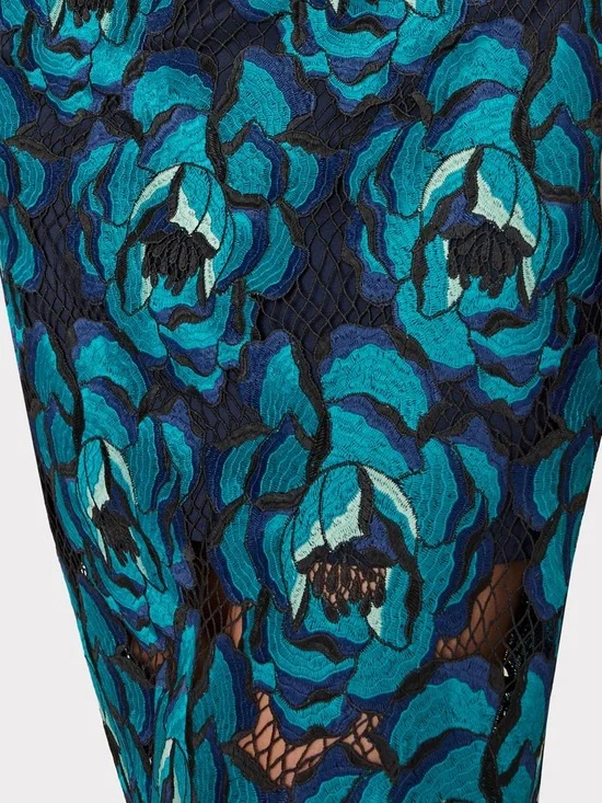NWT MILLY Kait Bloom Strapless Column Dress Turquoise Lace Floral Size 4 - Picture 4 of 4